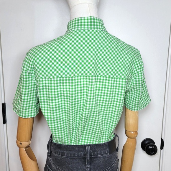 Aritzia Sunday Best Green Gingham Plaid Cropped Button Up XXS Preppy Y2K Fall - Picture 9 of 9